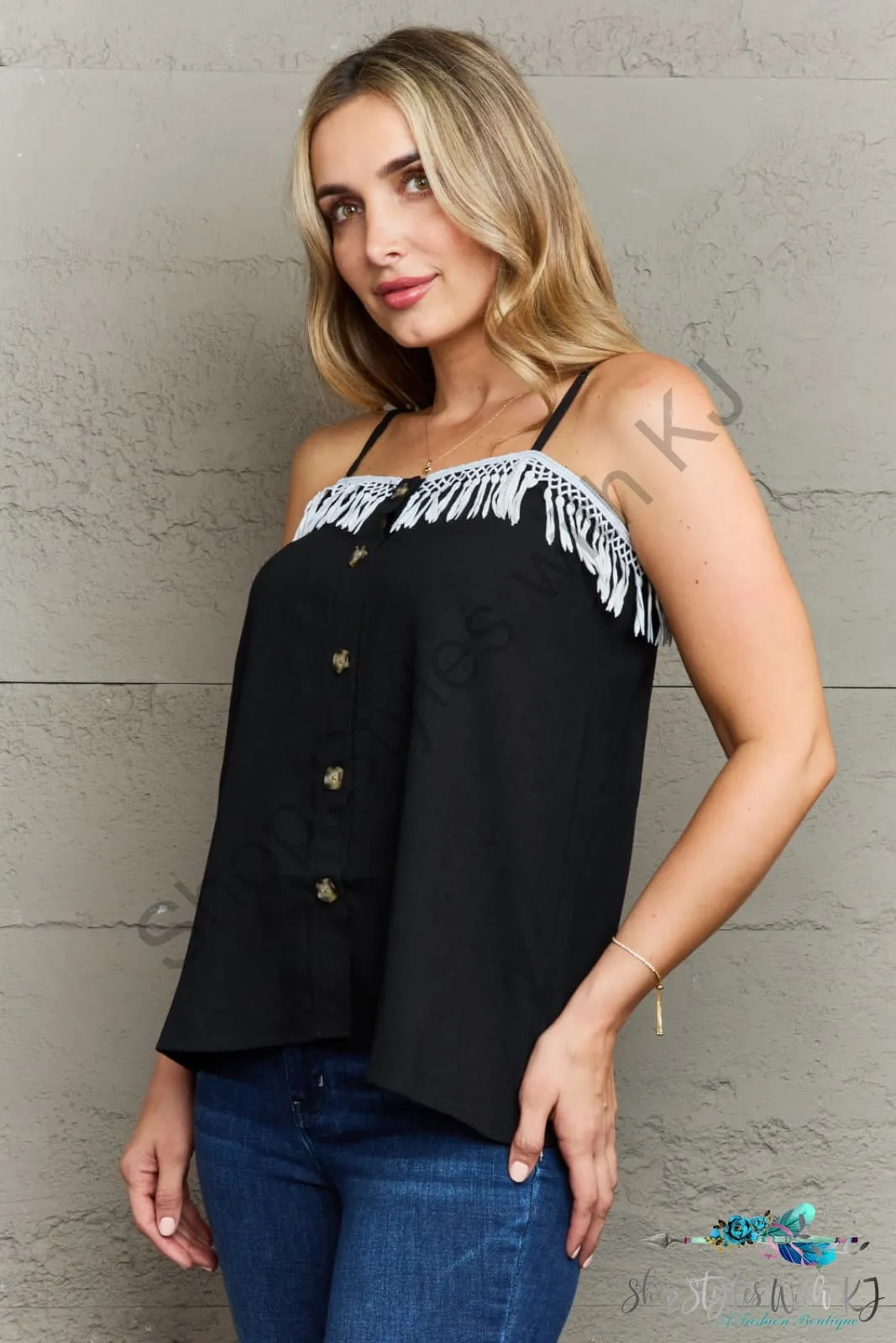 It's About Time Lace Detail Loose Cami Top