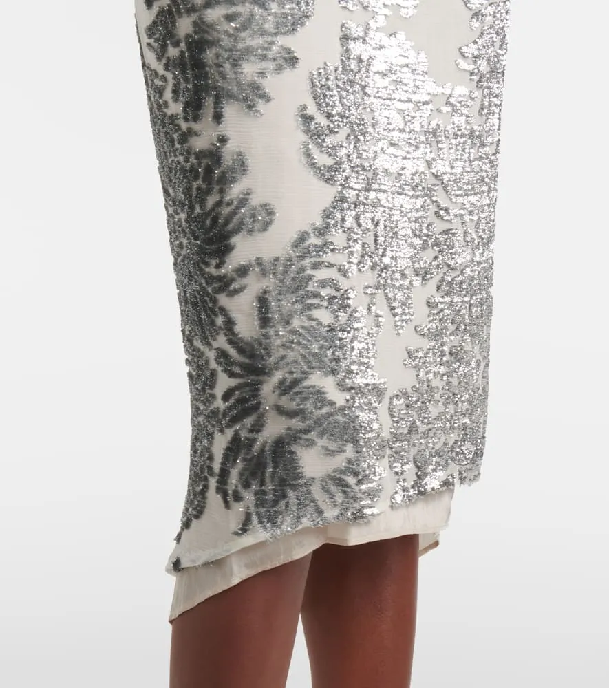 Jacques Wei Floral embellished silk-blend slip dress