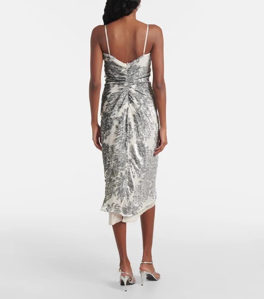 Jacques Wei Floral embellished silk-blend slip dress