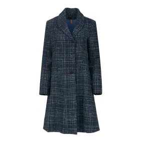 Knee Length Check Wool Coat With Lining