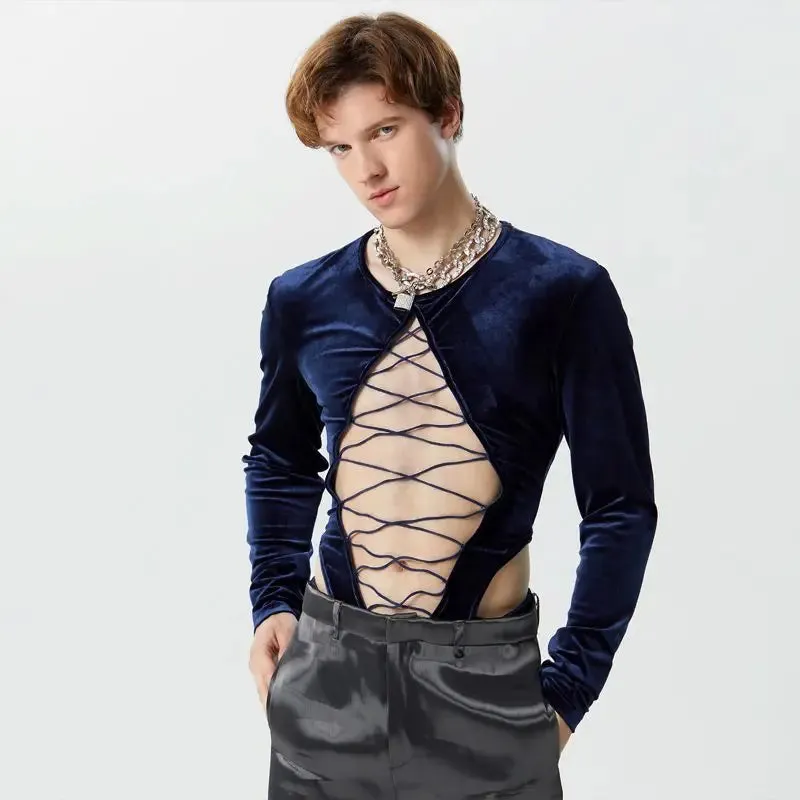 Laced Up Velour Bodysuit