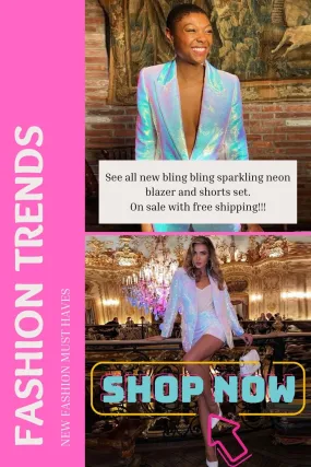 Ladies classy blazer shorts suit two Piece set BLING BLING Shiny Bright kelsey blazer and shorts