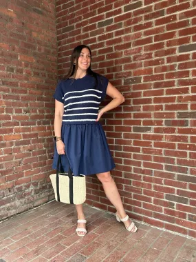 Lake Life Navy Striped Dress