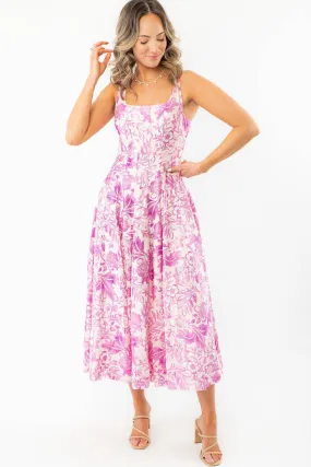 Layton Blush Tropical Print Midi Dress