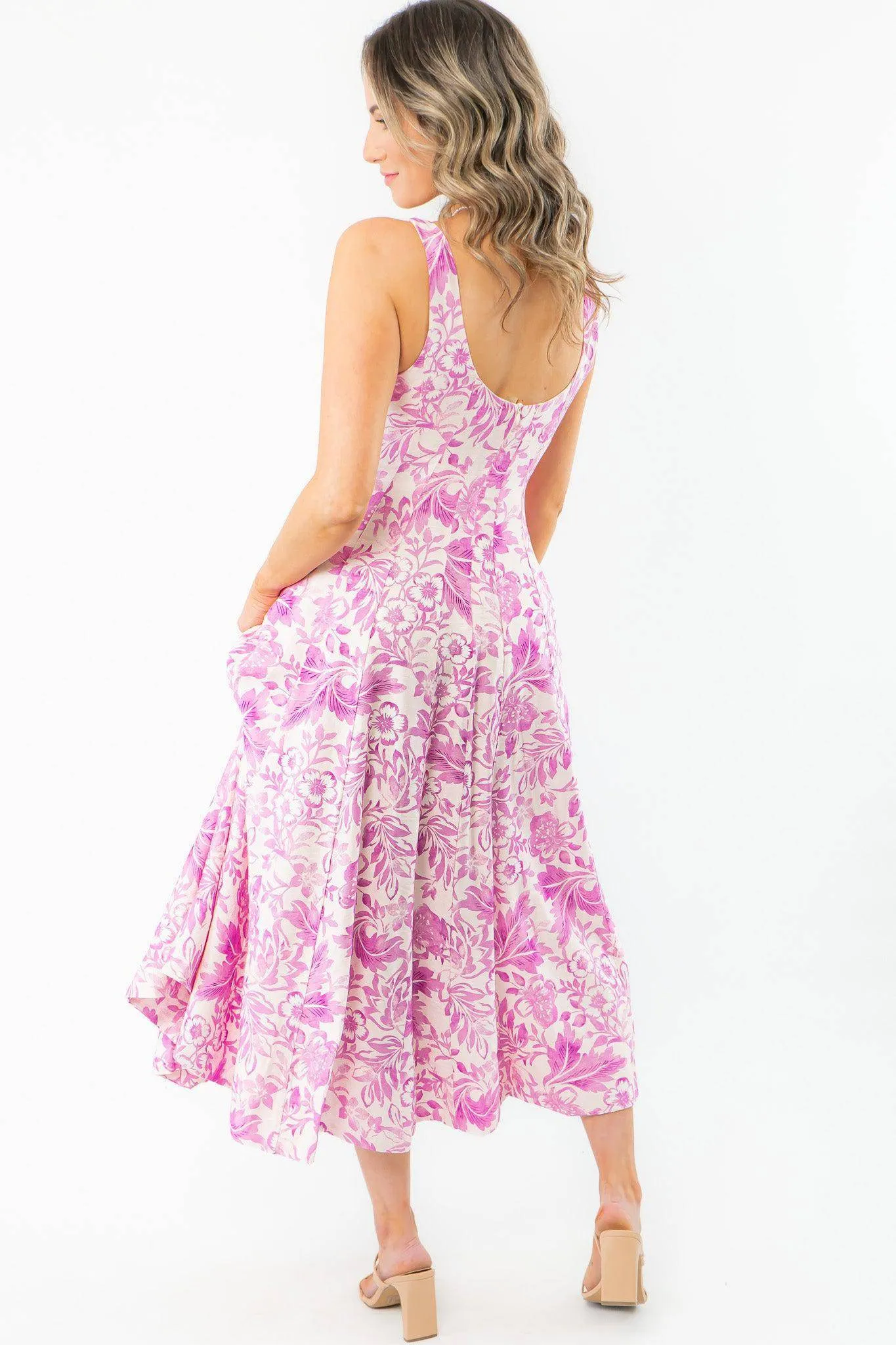 Layton Blush Tropical Print Midi Dress