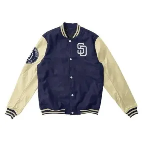 Letterman San Diego Padres Blue and White Varsity Jacket