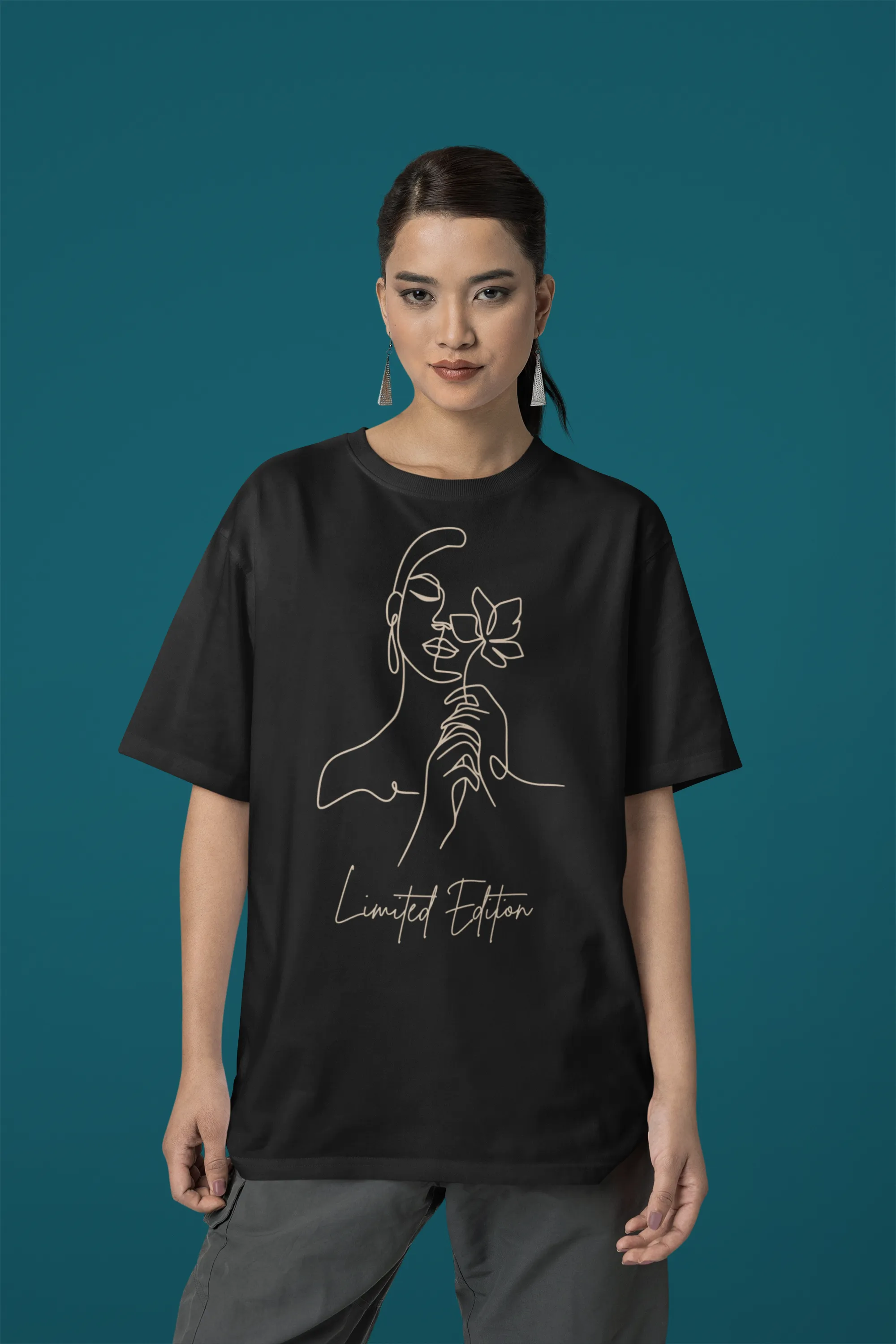 Limited Edition Women's Oversized Cotton T-shirt with Minimalistic Women