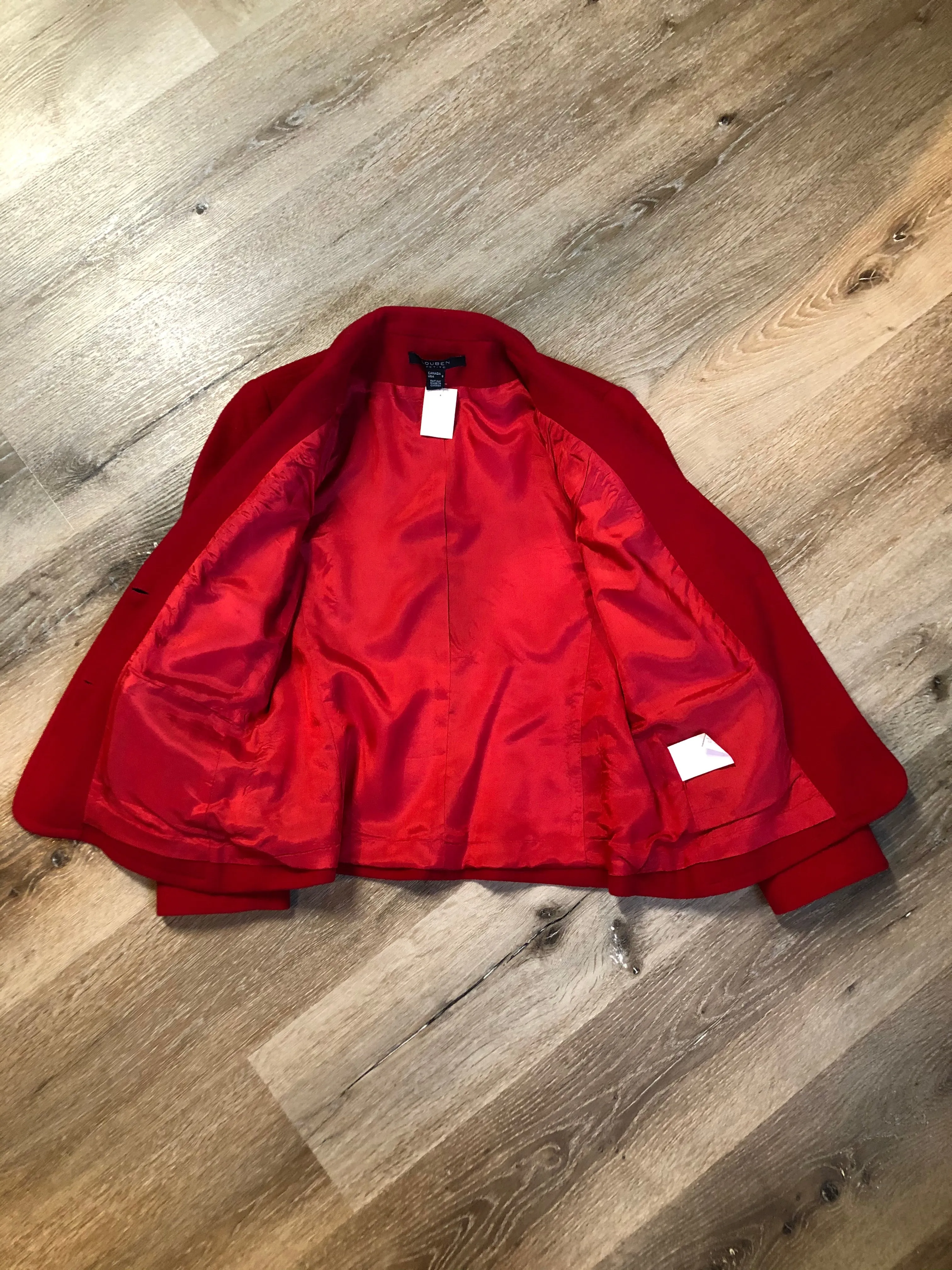 Louben Red Wool/ Cashmere Blend Blazer, Made in Canada SOLD