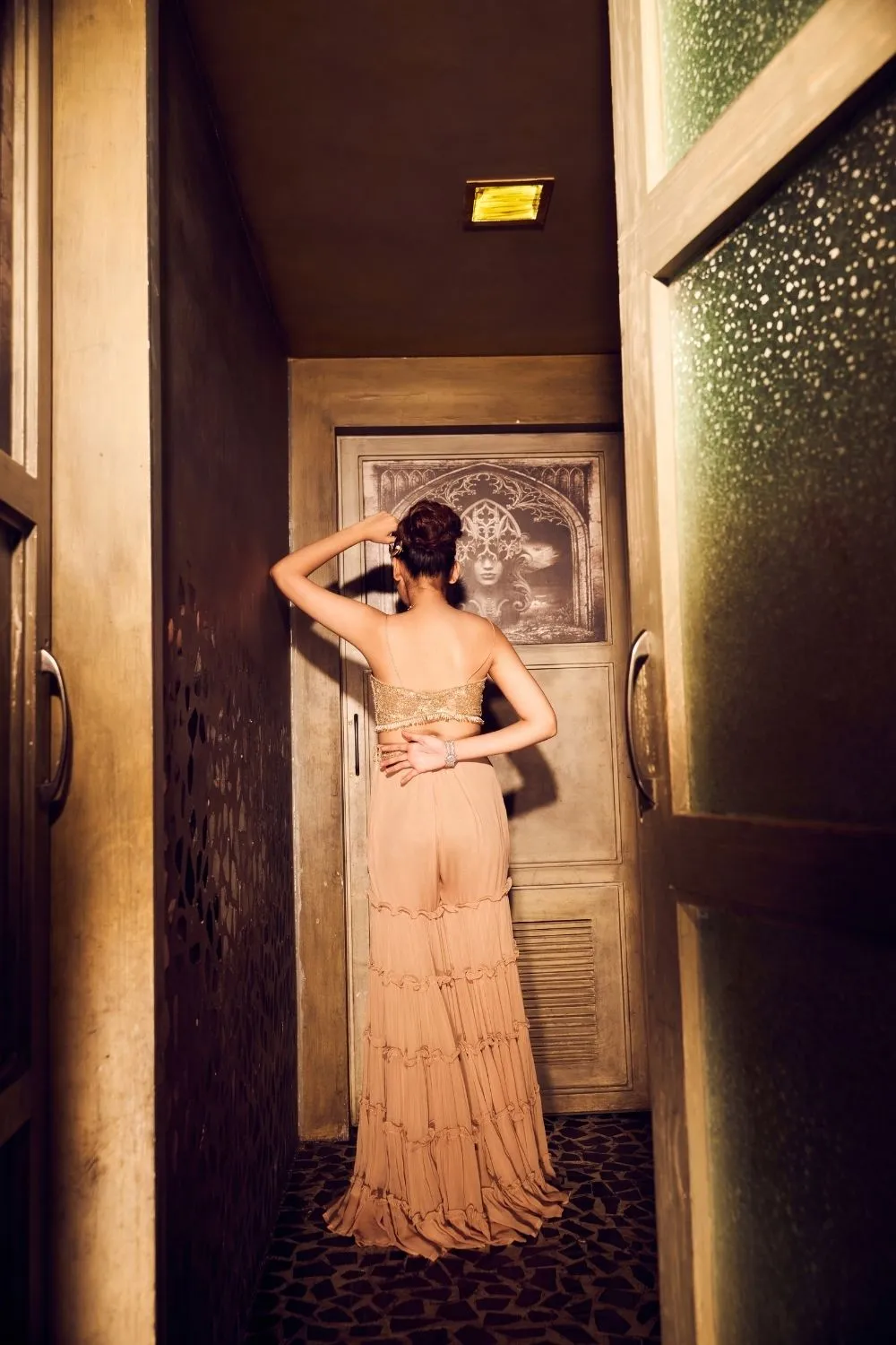 Maris Georgette Layered Garara with Net Bustier and Cape