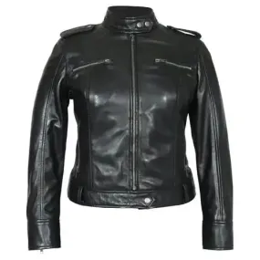 Maya Women's Midnight Blue Luxe Leather Blazer