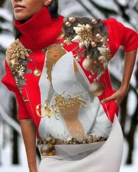 Melanin Christmas High Neck Long Sleeve Top