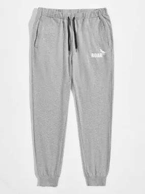 Men Drawstring Waist Letter Graphic Sweatpants