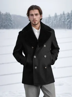 Men’s Double Breasted Wool Coat with Pockets