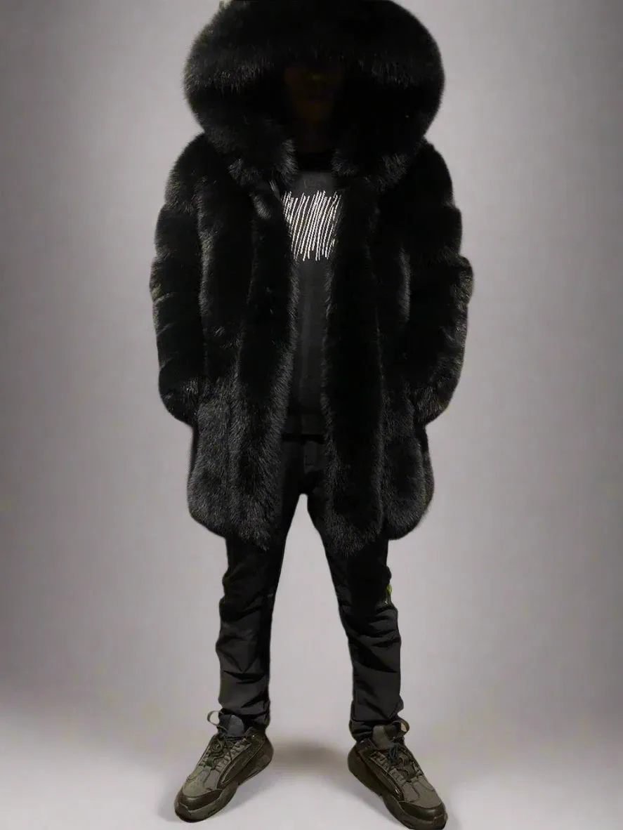 Men's Fox Fur Trench Coat