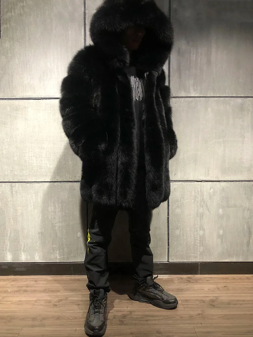 Men's Fox Fur Trench Coat