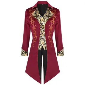 Mens Medieval Steampunk Vintage Tailcoat Jacket Uniform Renaissance Gothic Victorian Tuxedo Halloween Costume