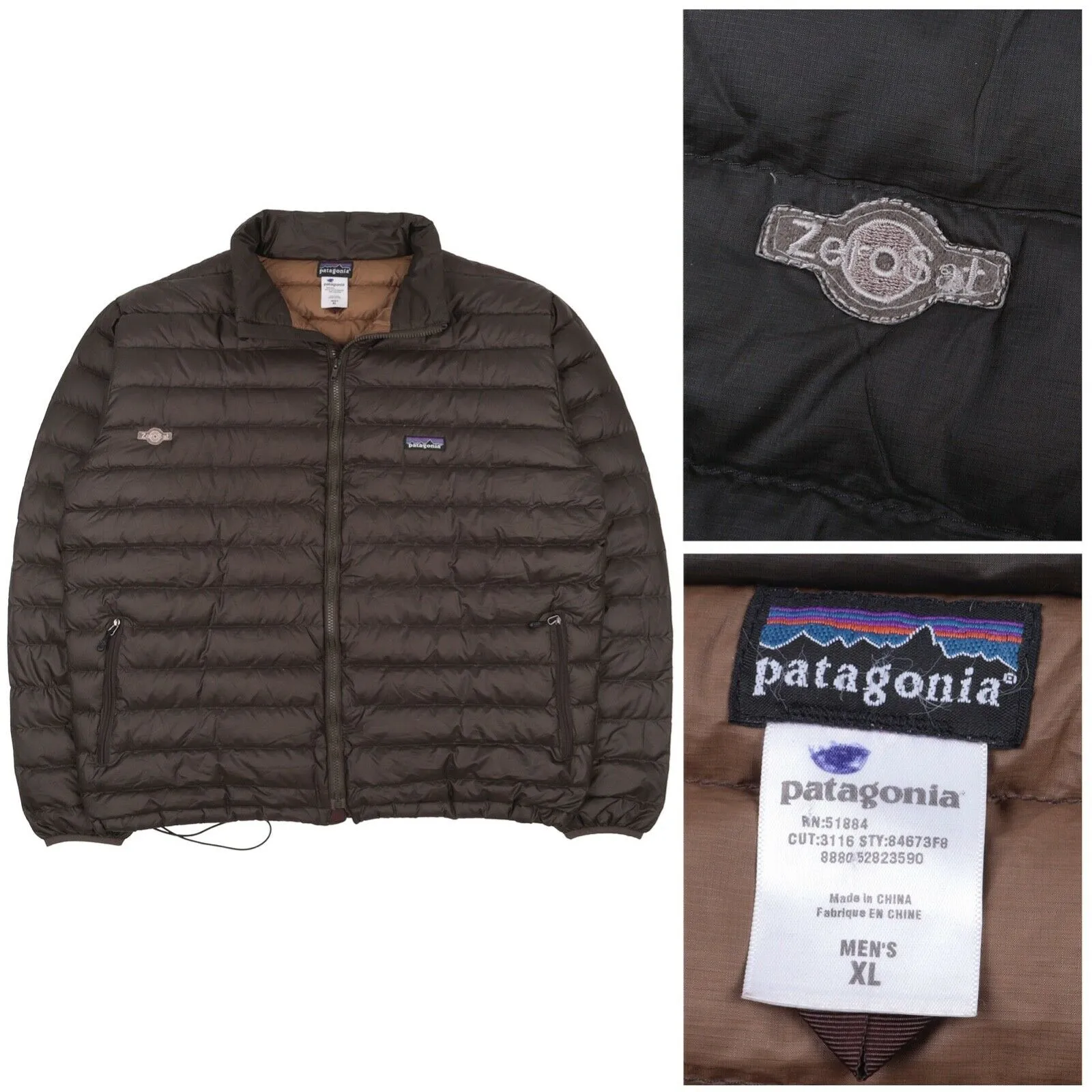 Men's PATAGONIA Olive Green Micro Down Quilted Puffer Jacket Size XL