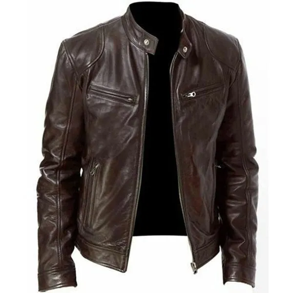 Men's  vintage fashion 100% real leather jacket for men