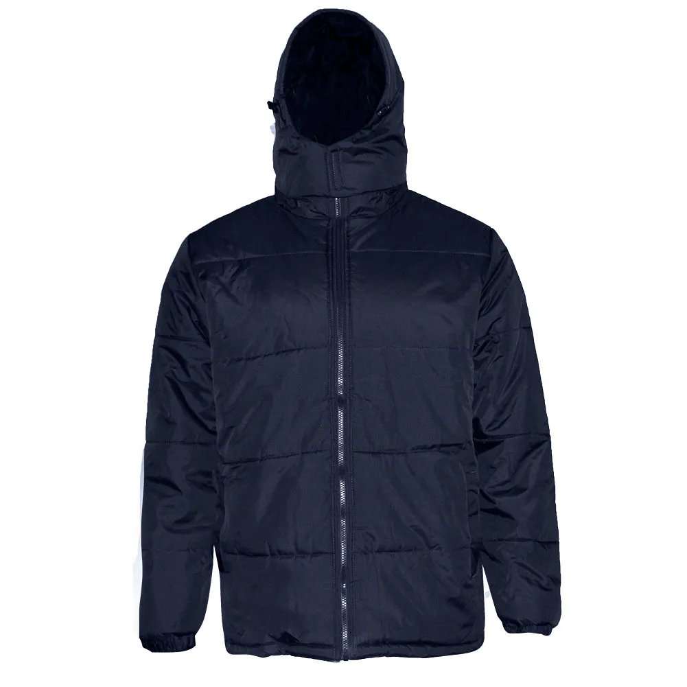 Mens Zipper Puffer Jacket Removable Hoodie Side Pockets Regular Fit