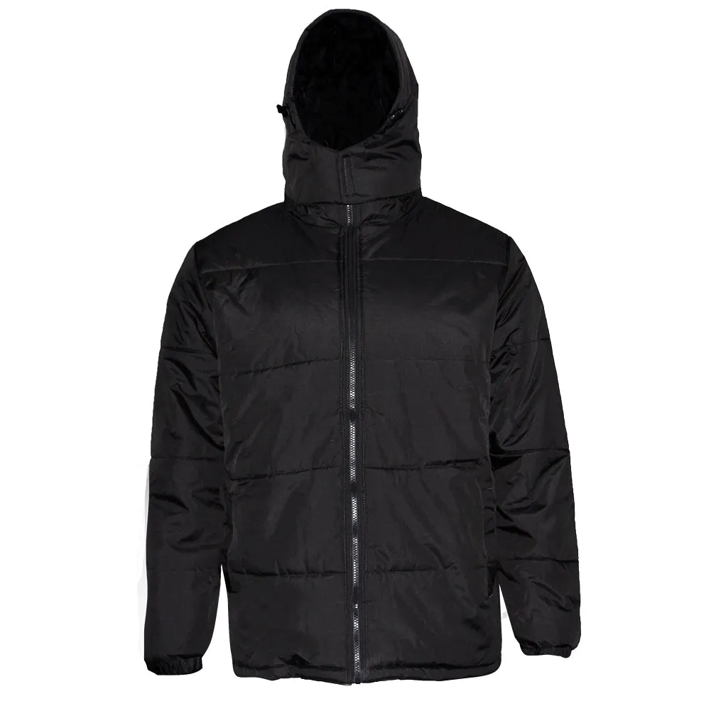 Mens Zipper Puffer Jacket Removable Hoodie Side Pockets Regular Fit