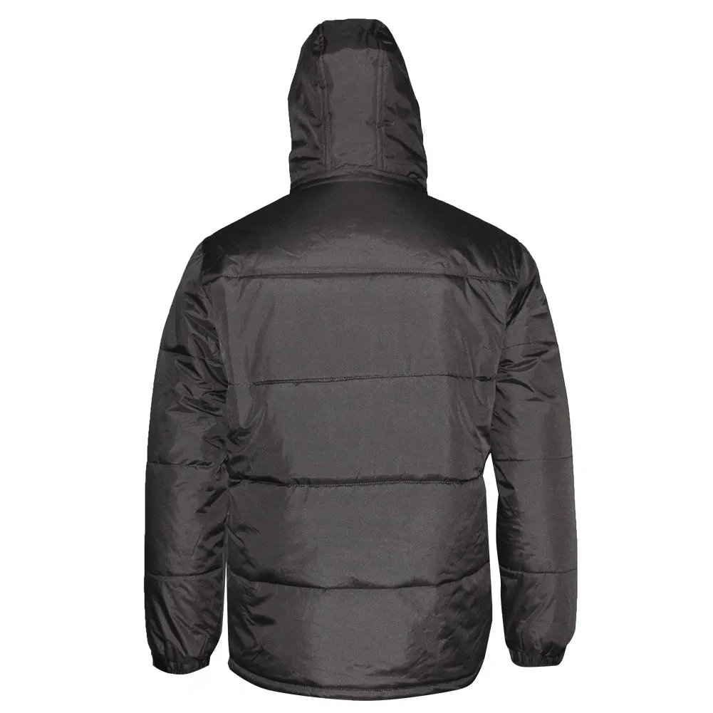 Mens Zipper Puffer Jacket Removable Hoodie Side Pockets Regular Fit