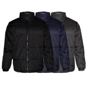 Mens Zipper Puffer Jacket Removable Hoodie Side Pockets Regular Fit