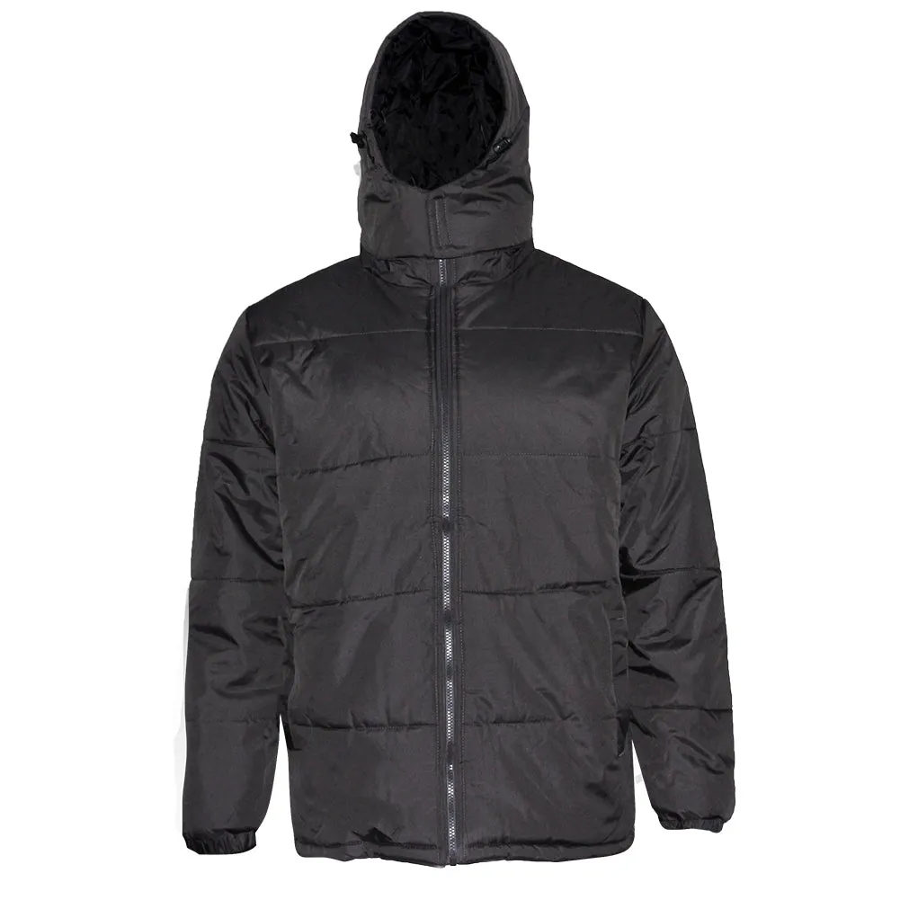 Mens Zipper Puffer Jacket Removable Hoodie Side Pockets Regular Fit