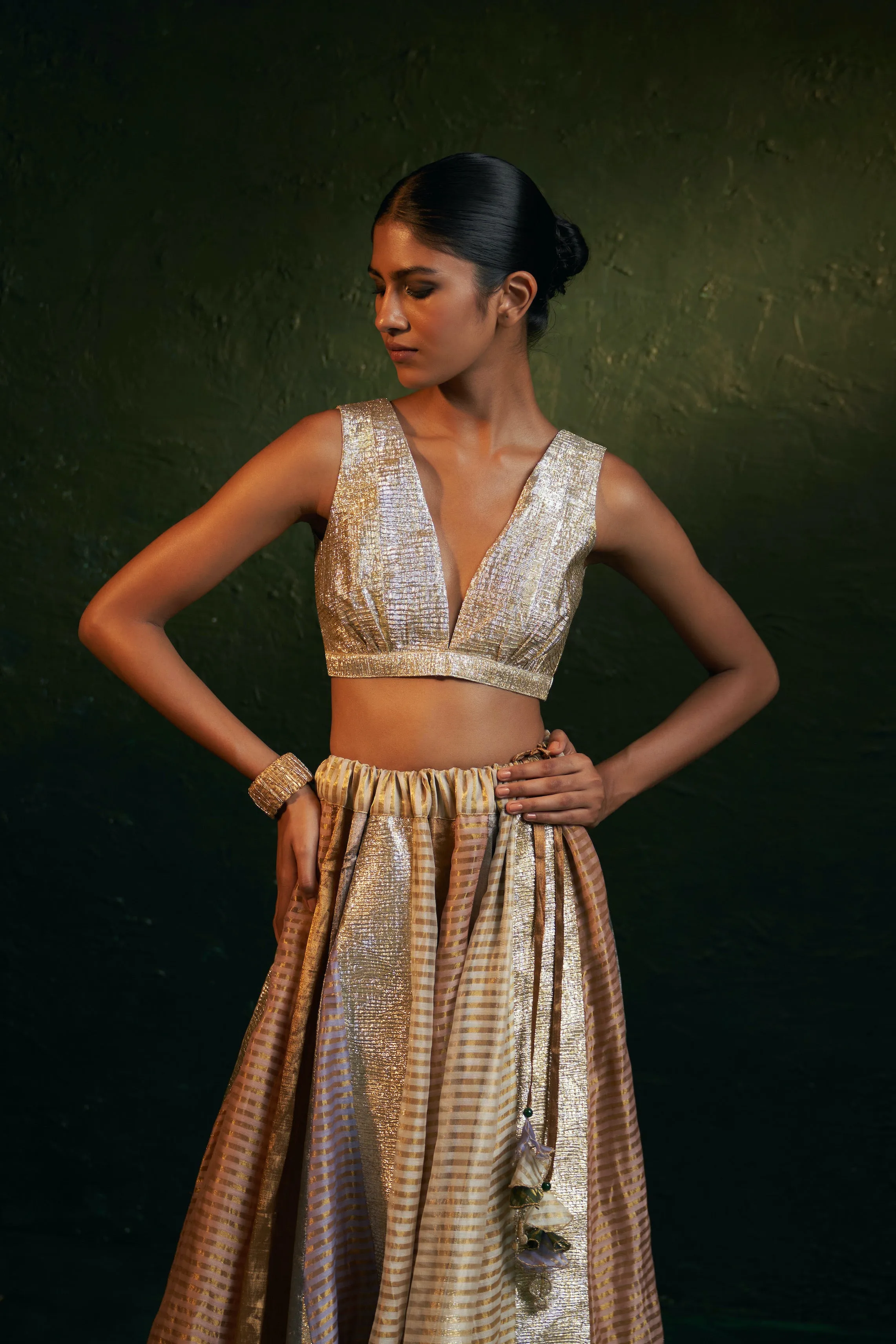 Midas Tissue Lehenga with Jacket - Set of 3