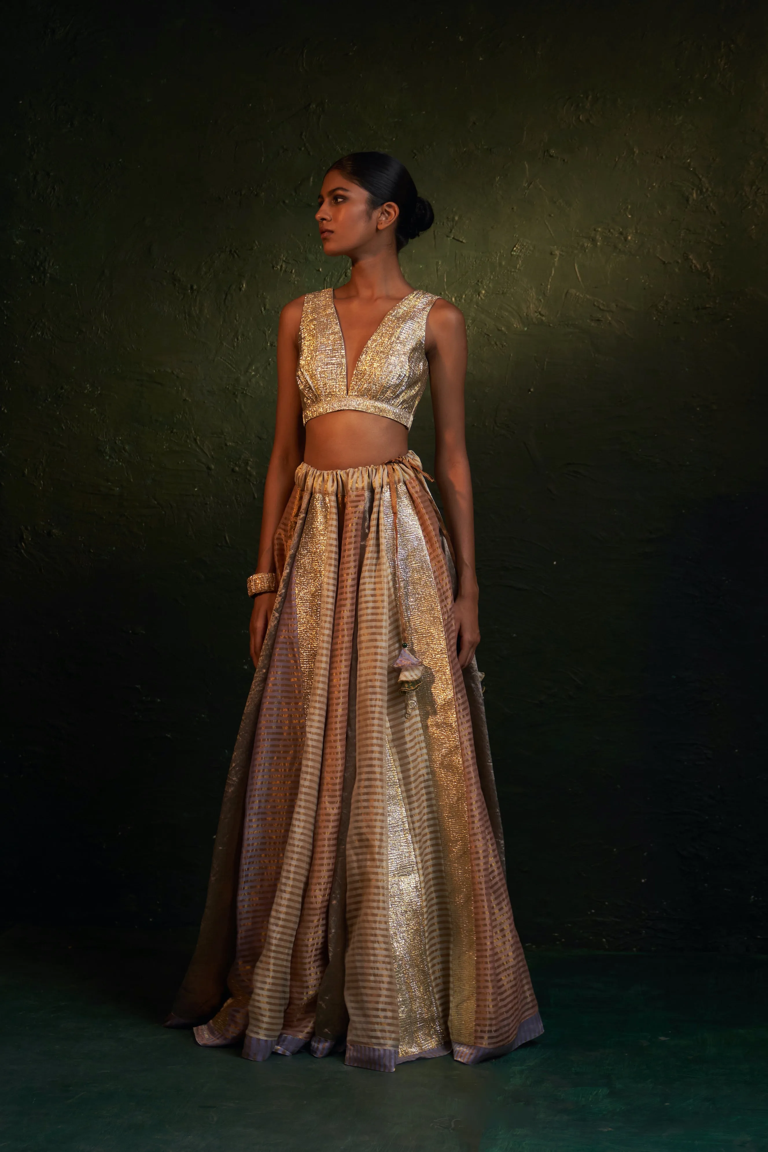 Midas Tissue Lehenga with Jacket - Set of 3