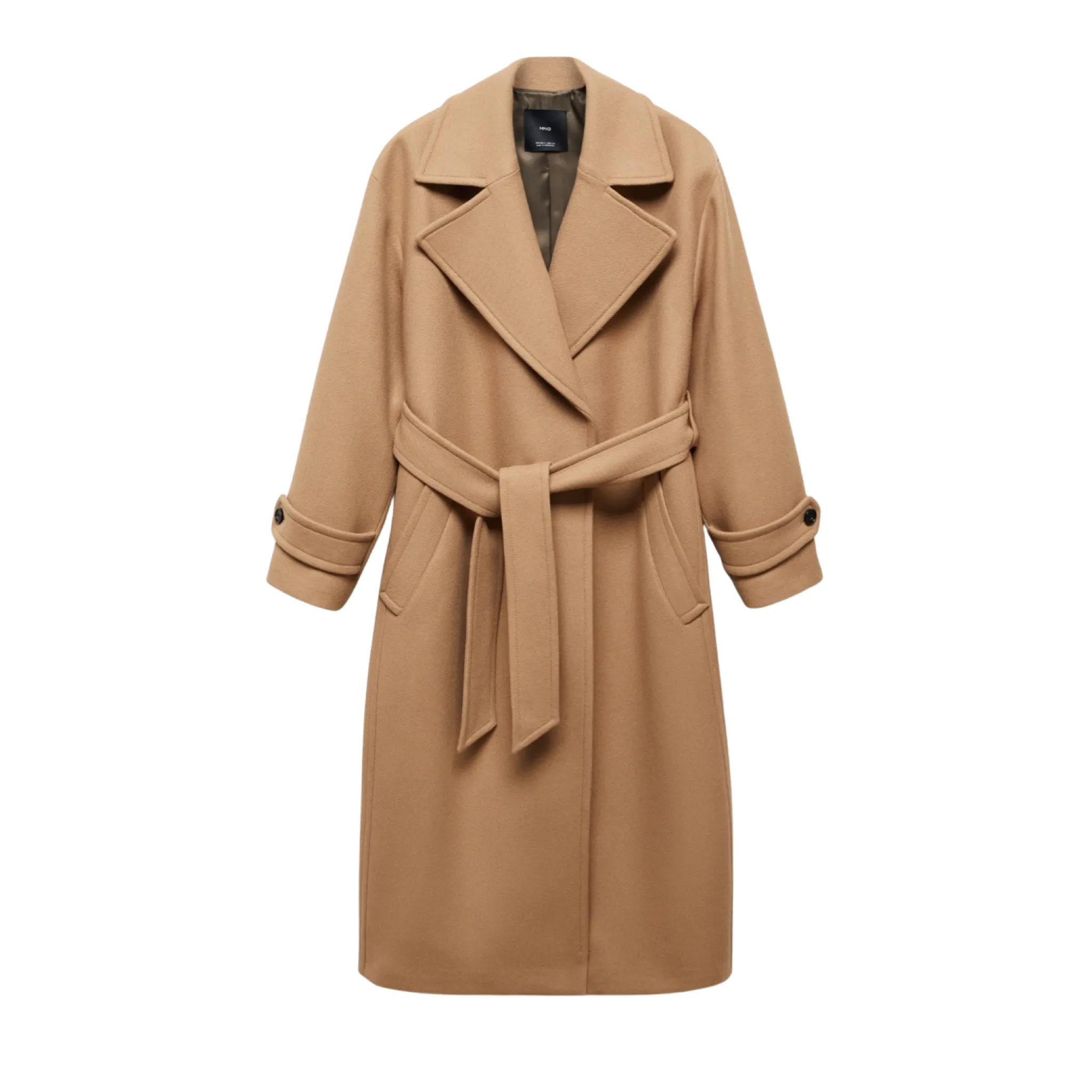 MNG Maxi lapel Manteco Wool Coat Camel Size Large