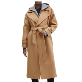 MNG Maxi lapel Manteco Wool Coat Camel Size Large