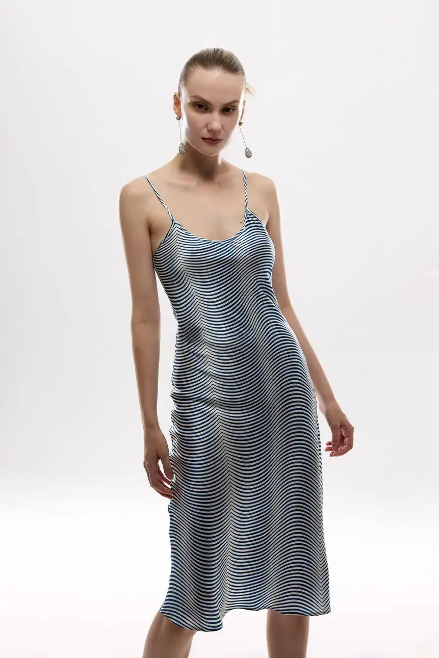 Mulberry Silk Asymmetric V-neck Dress