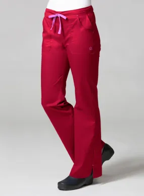 Multi Pocket Flare Pant XS-2XL by Maevn (Regular) /  CRIMSON/LIGHT PINK TRIM