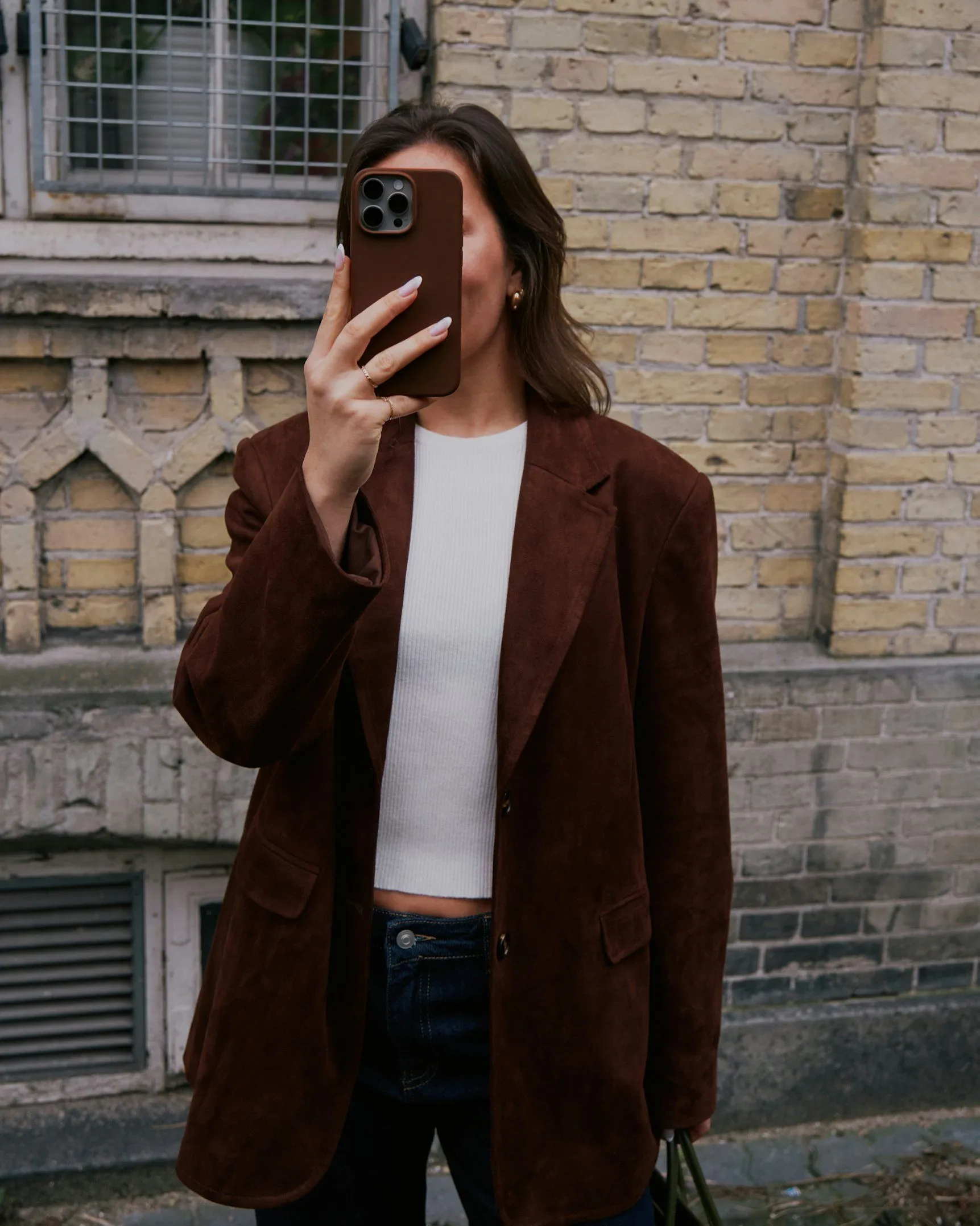 Namy Faux Suede Blazer - Brown