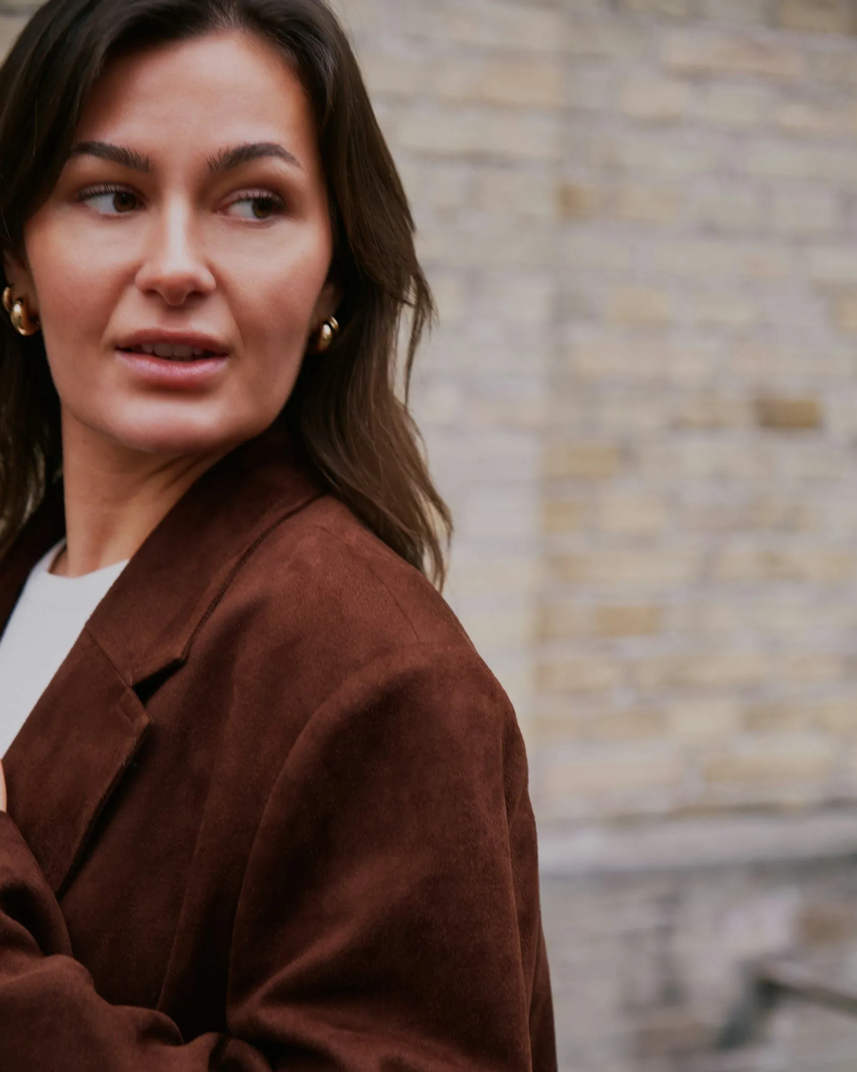 Namy Faux Suede Blazer - Brown