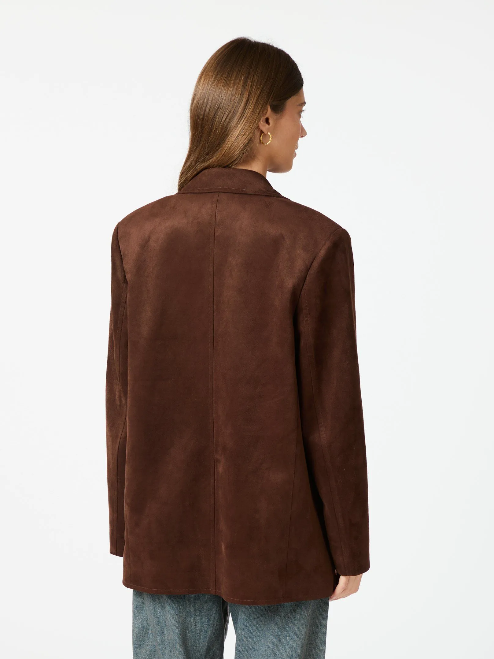 Namy Faux Suede Blazer - Brown