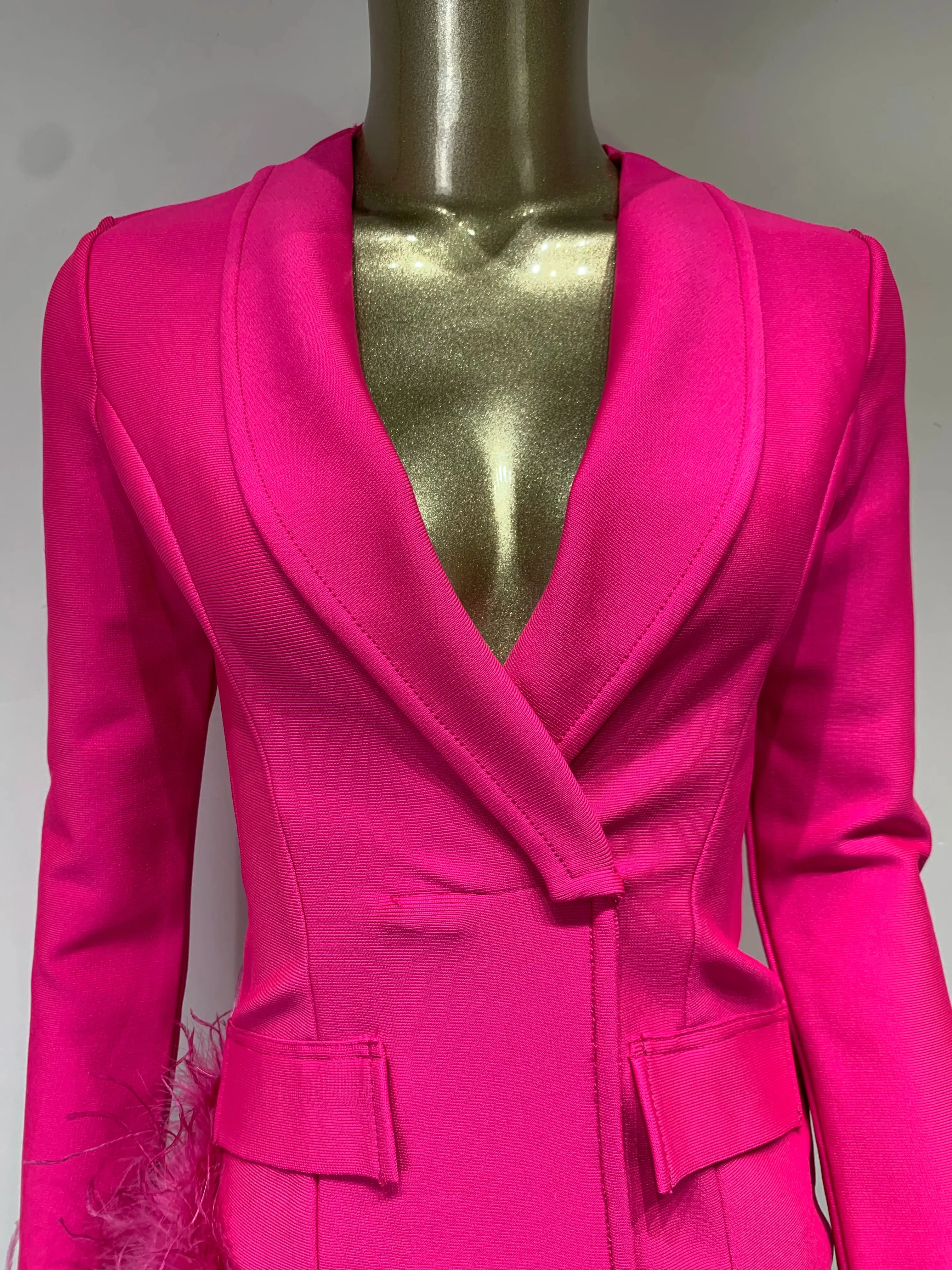 New Elegant Chic Classy Feather Blazer Dress Feather Dress Blazer Dress