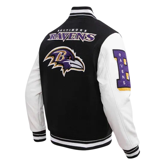 NFL BALTIMORE RAVENS RIBBED WOOL VARSITY JACKET | NFL LEATHER JACKET