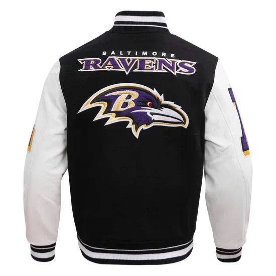 NFL BALTIMORE RAVENS RIBBED WOOL VARSITY JACKET | NFL LEATHER JACKET