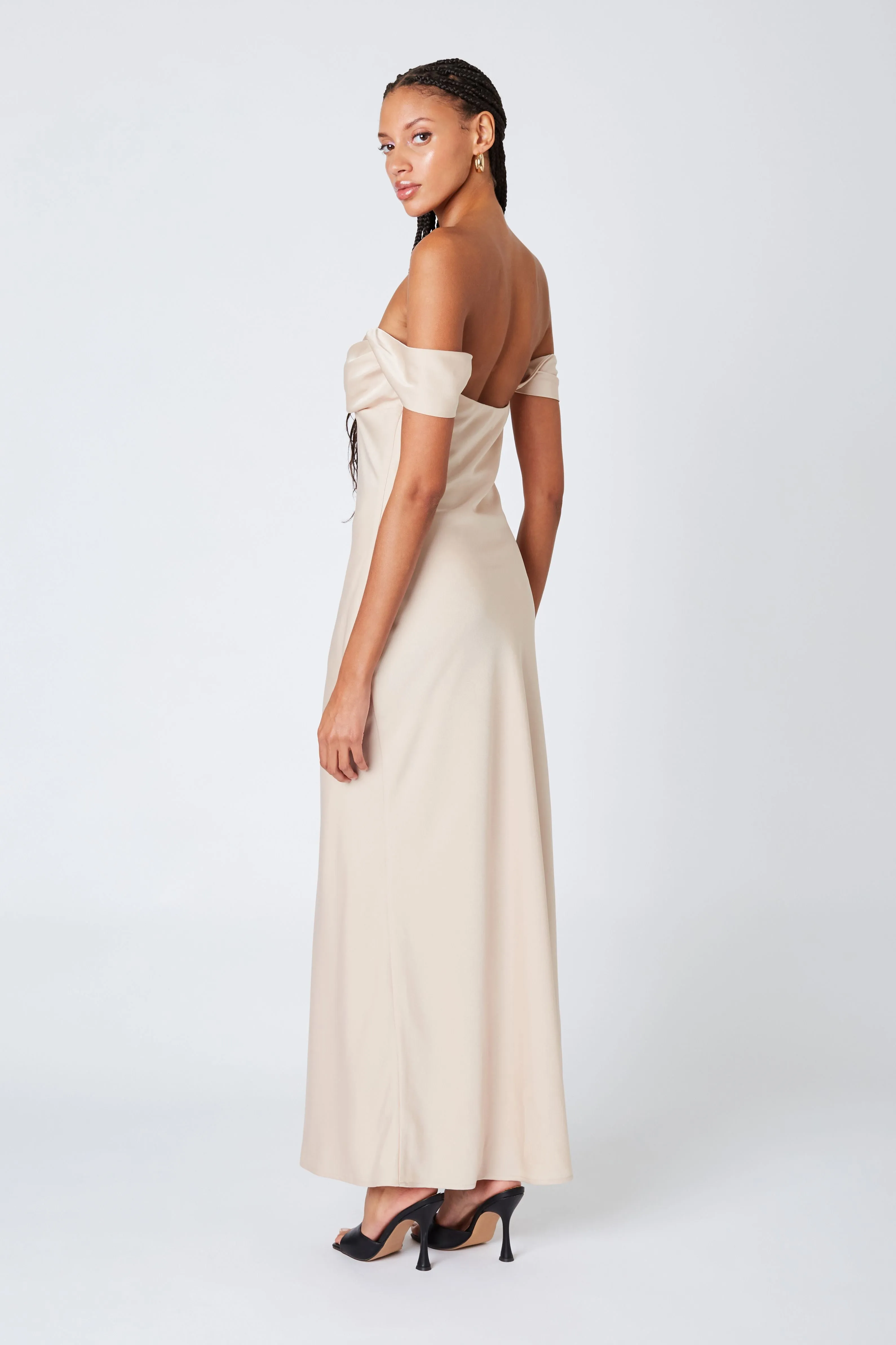 Off Shoulder Slip Maxi Dress