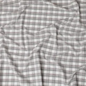 Off white Premium 100% cotton shirting fabric with grey and brown print in checks design-D16851