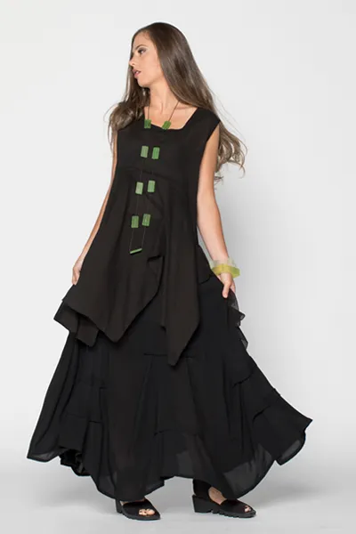 Ole Top in Black Rafina Crinkle