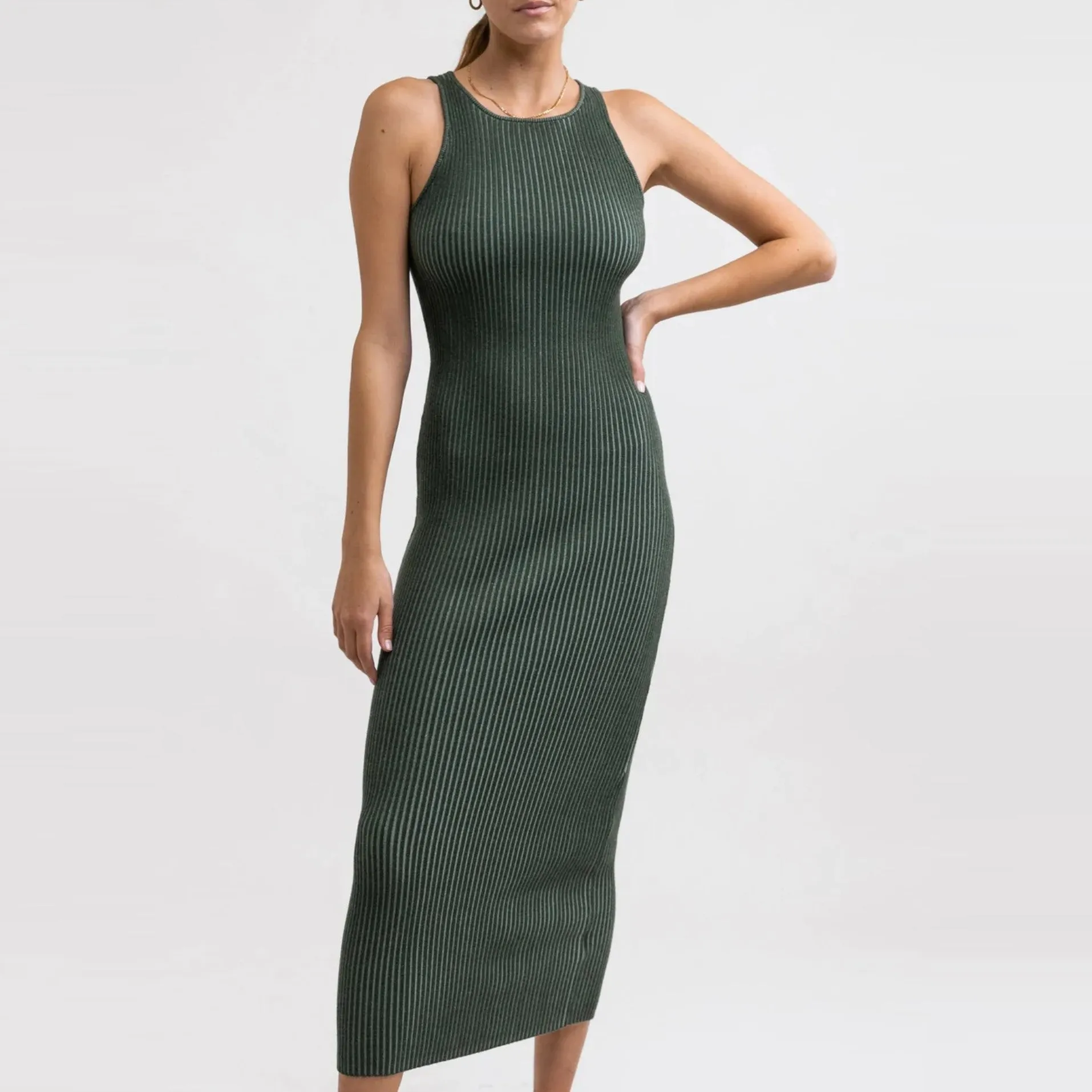 Olina Knit Midi Dress (Marine Green)