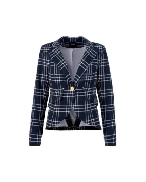 One Button Grid Line Blazer