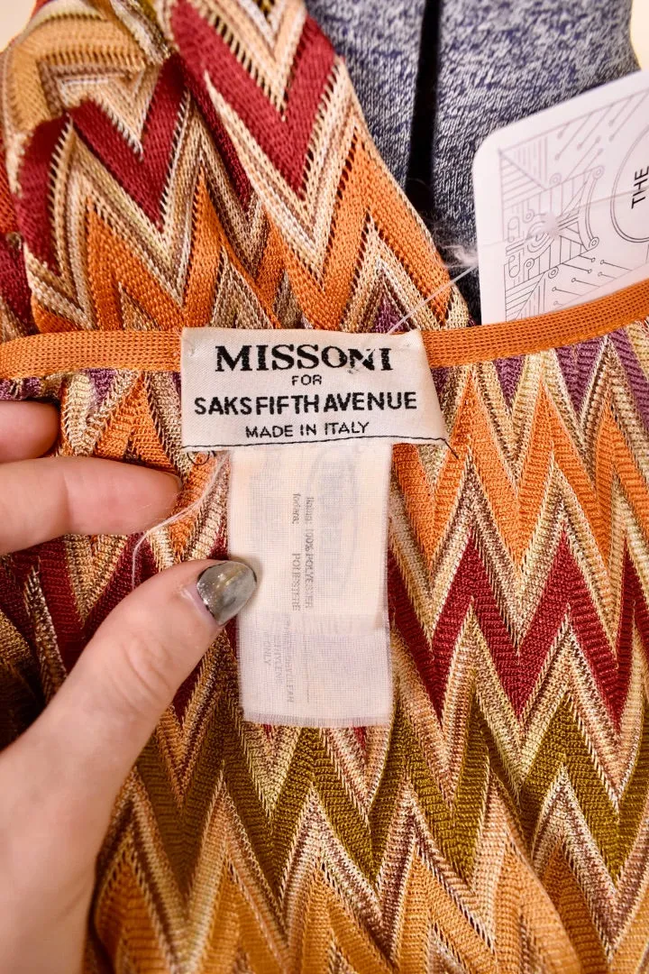 Orange Chevon Knit Dress By Missoni, M
