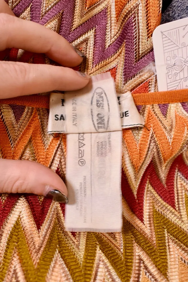 Orange Chevon Knit Dress By Missoni, M