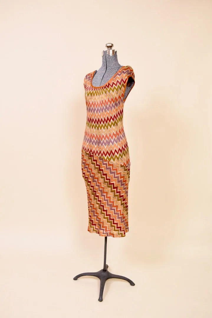 Orange Chevon Knit Dress By Missoni, M