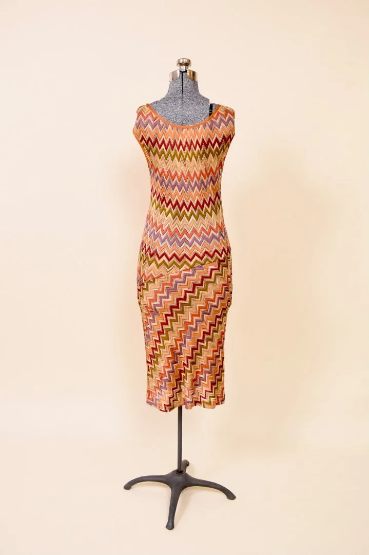 Orange Chevon Knit Dress By Missoni, M