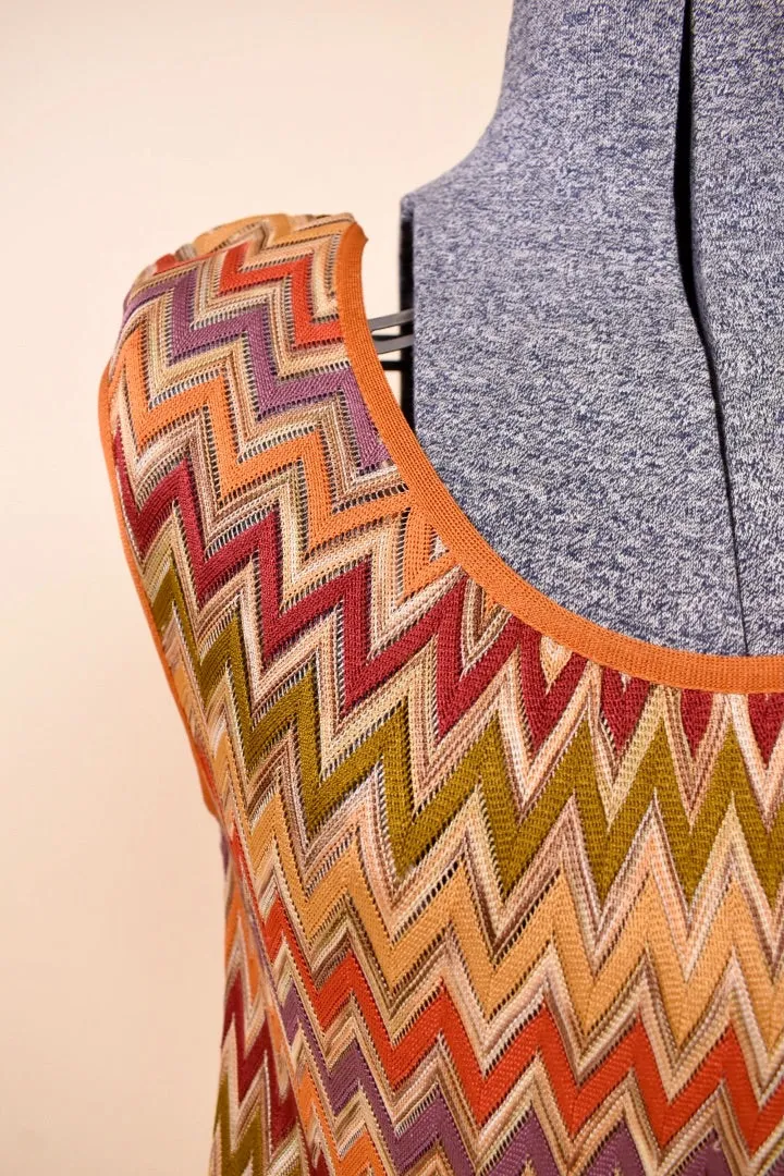 Orange Chevon Knit Dress By Missoni, M