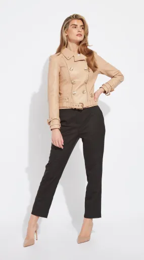 OUTLET Luxy Double-Breasted Leather Biker - Nude